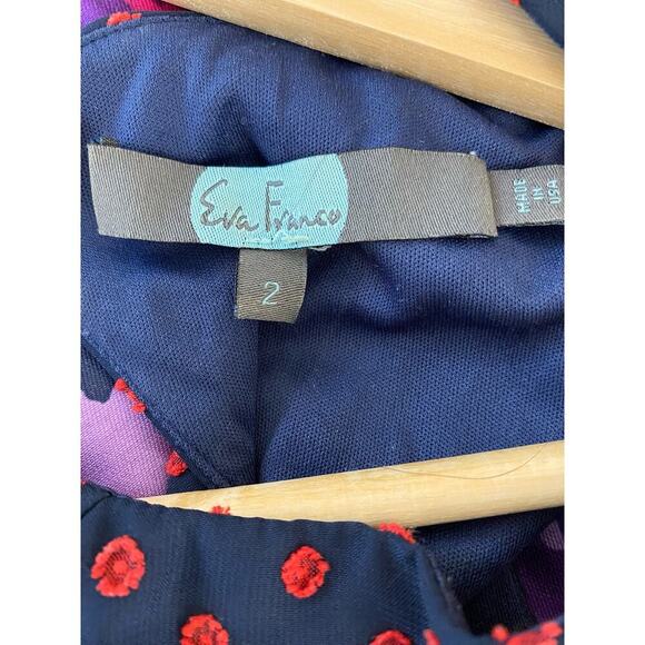 Anthropology Eva Franco Maryanne Size 2 Blue Red Polka Dot Ruffle Dress - Picture 7 of 8